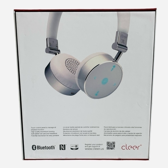 NIB CLEER BT Wireless Headphone Lightweight White Silver Bluetooth Headphones - Picture 6 of 10